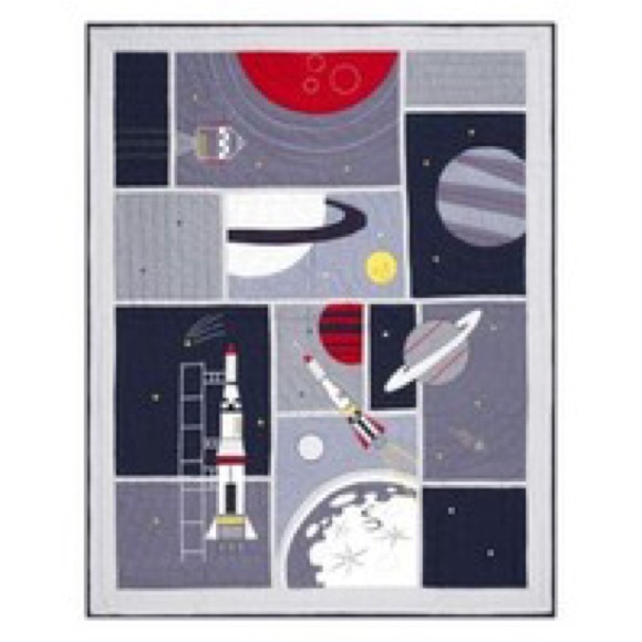 Pottery Barn Kids Outer Space Astronaut Rocket Twin Quilt Read - Picture 1 of 14